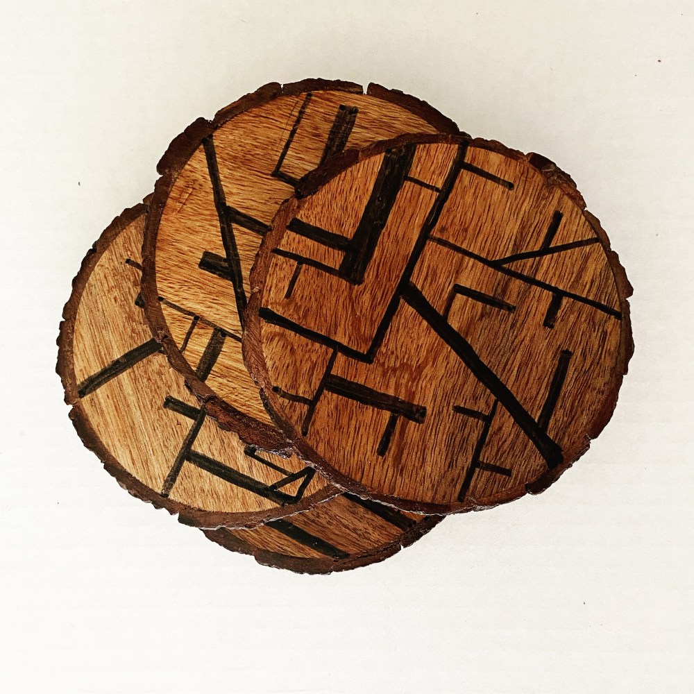geometric design round coasters
