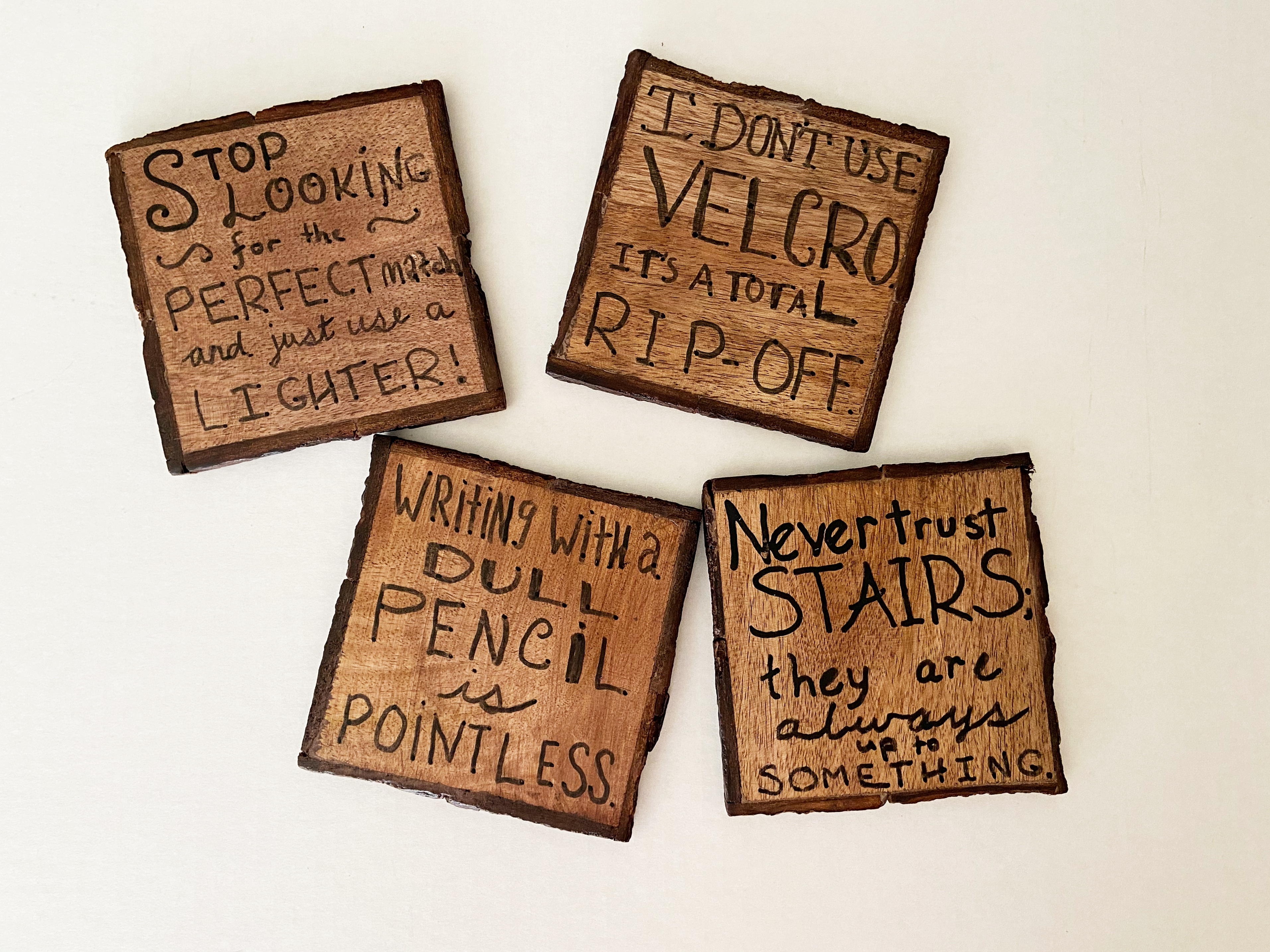 Dad joke wooden coasters set of four for father's day