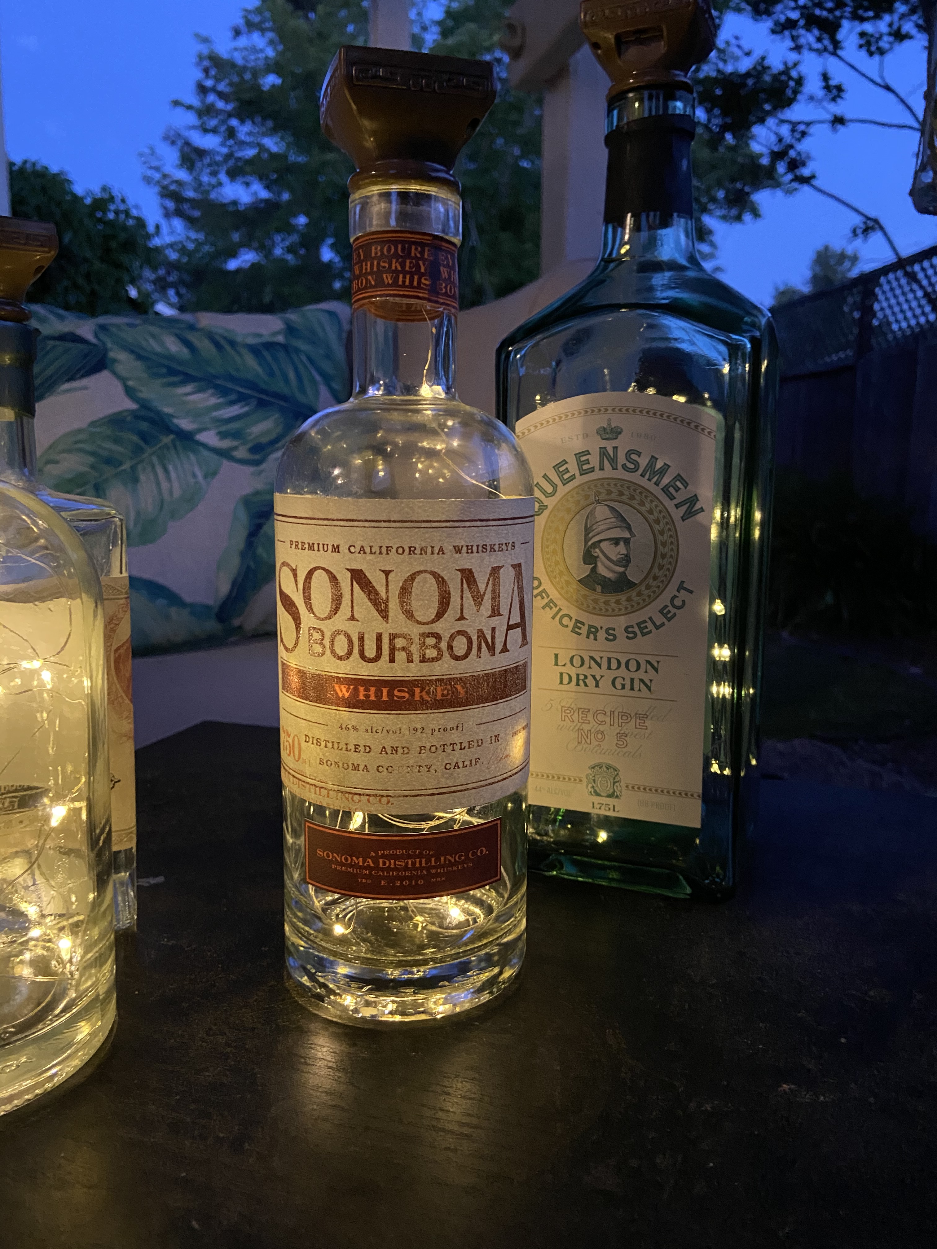 Sonoma Bourbon whiskey bottle lantern fairy lights upcycled